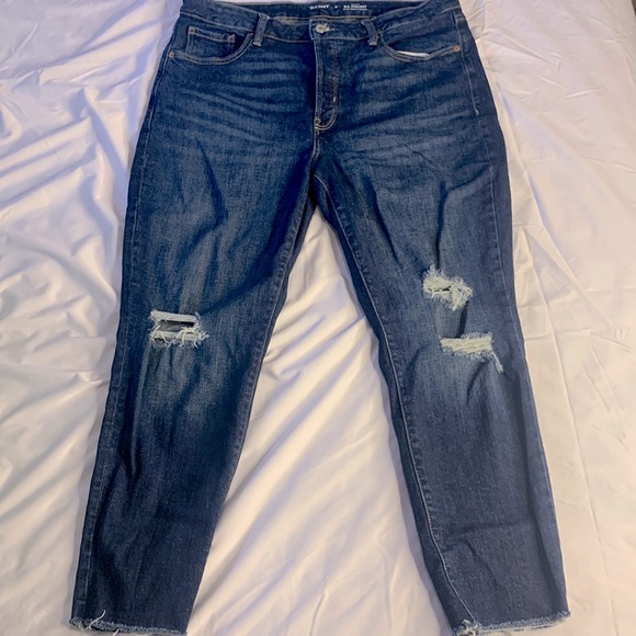 Old navy size 16 high rise straight jeans with button fly distressed - Picture 1 of 3